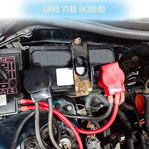 Battery Terminal Connectors, Military Spec Positive Negative Heavy Duty Auto Car Marine Battery Terminal,With 4 Pcs 2 Gauge 3/8" Copper Lugs,4 Heatshrink,2 Cover And Anti Corrosion Washers (Kit) #TOP2