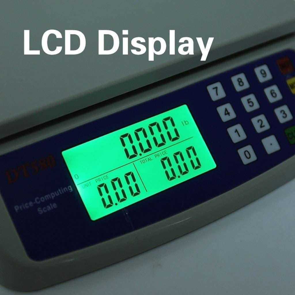 Bilancia da Cucina Digitale da 30 kg/1 G, Bilancia di Precisione Digitale LCD, Calcolo Elettronico dei Prezzi, Bilancia Commerciale da Negozio, Funzione Tara