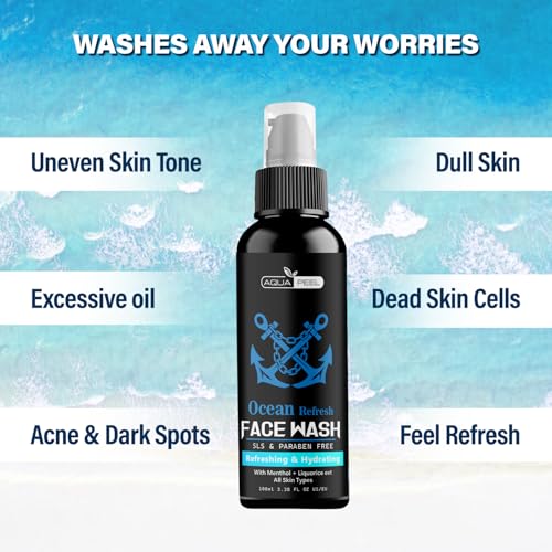 Image of Ocean Refresh Face Wash for Men 100ml | SLS & Paraben Free Deep Cleansing Facial Cleanser | Oil Control, Refreshing & Hydrating Gel Formula for All Skin Types (Pack Of 1)