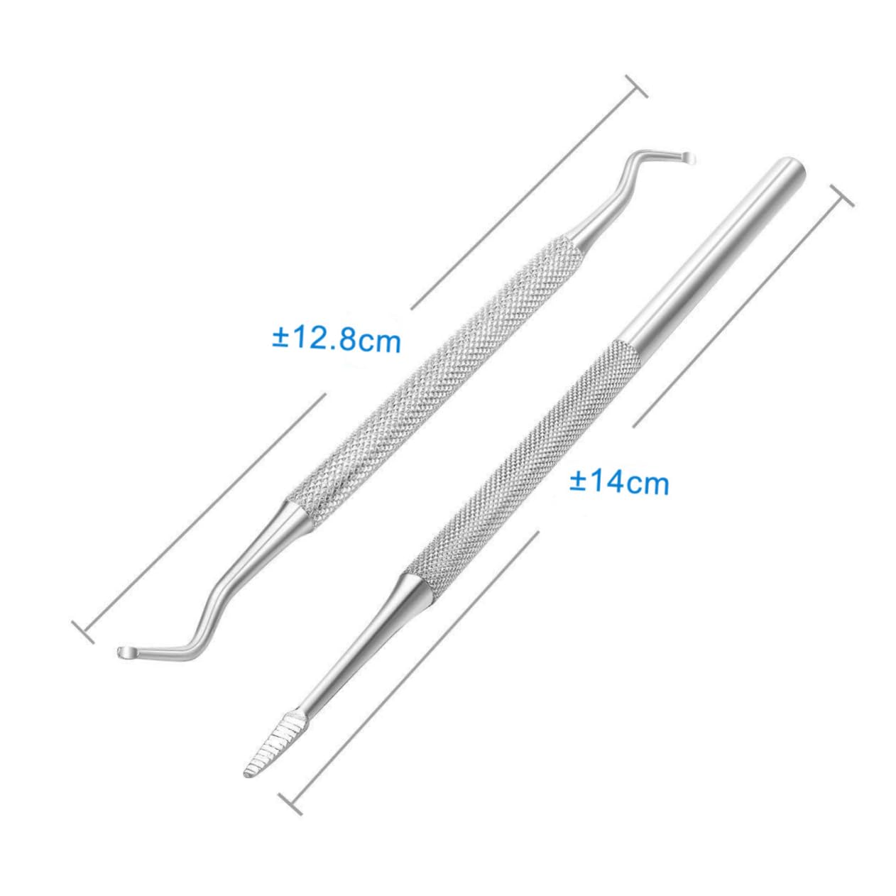 FOMIYES Professional Nail Cleaner Cuticle Remover Spoon Set 2pcs Stainless Steel Cuticle Pusher Triangle for Men Women