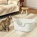 Bothyi Kitten Potty with High Side Toilet Kitty, Large Space Litter Pan Bedpan for Small Cats, Easy to Clean and No Odor - White