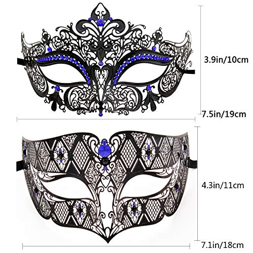 Image of Coddsmz Couples Venetian Masquerade Mask Set Luxury Style Princess Party Mask for Couples Women and Men Mardi Gras Masks