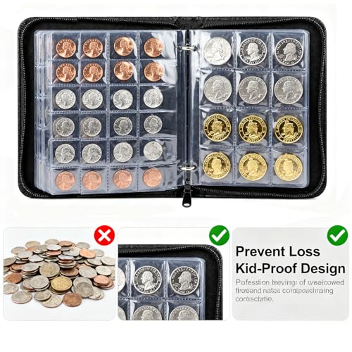 Álbum para colección de monedas 360 bolsillos negro miniatura 7