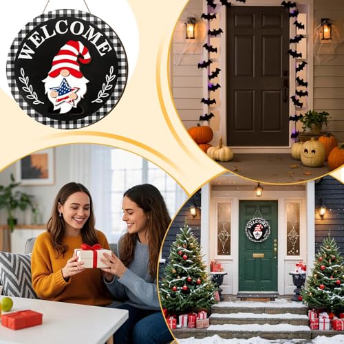 Panneau de gnome interchangeable saisonnier en bois pour décoration Noël - 5