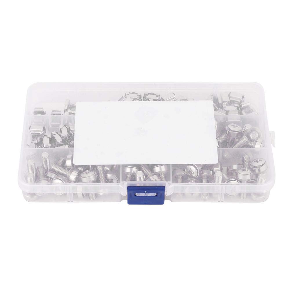 Qiilu 50pcs vis de Rack d'armoire réseau M6x20 + écrous à Cage M6
