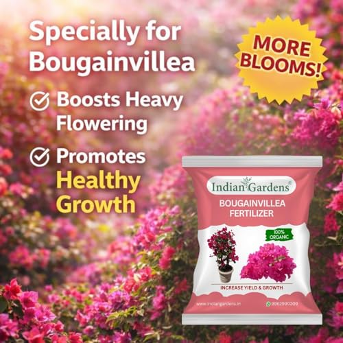 Image of Indian Gardens - Bougainvillea Fertilizer for Plant | Bloom Booster for Vibrant Flowers | Slow Release Organic Nutrient | For Terrace & Outdoor Plants - 9800 Grams