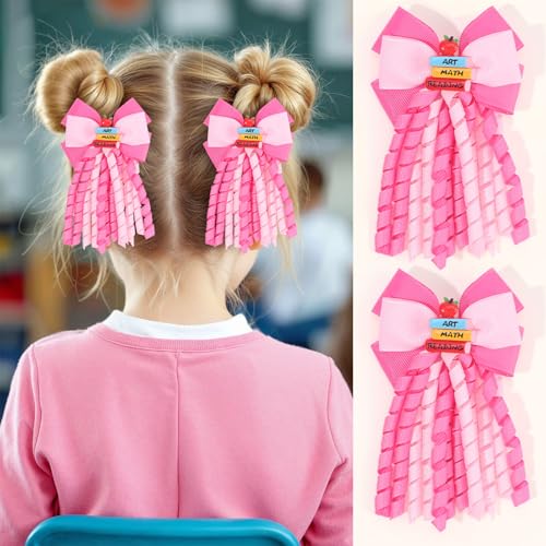 Pinzas para cabello de lazo rizado rosa 3 pulgadas miniatura 1