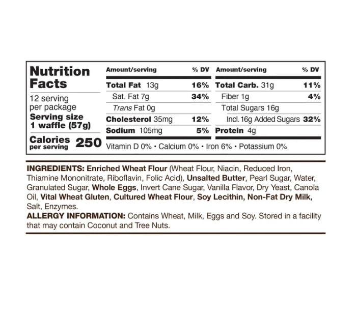 Belgian Style Waffles, Vanilla – 2 oz Individual Wrapped, 12 Count – Authentic Soft & Sweet Liege Style Waffles – Gourmet To Go Breakfast Snack – Non GMO, No Artificial Flavors (Total 24 oz)