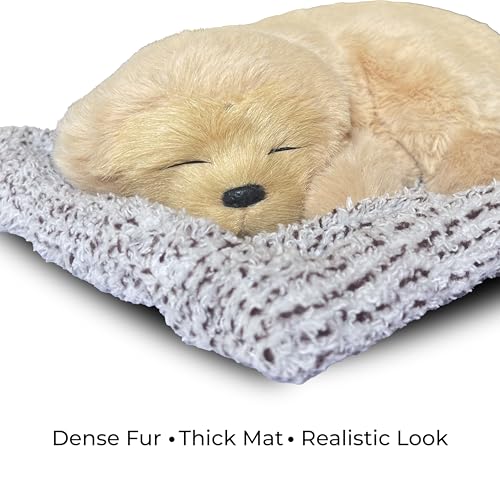 Image of Sleeping Soft Toy Car Dashboard Showpiece Soft Plush Stuffed Dog Realistic Puppy Figurine with Bamboo Charcoal for Home Decor, Car, Office and Gift (25 x 20 cm)