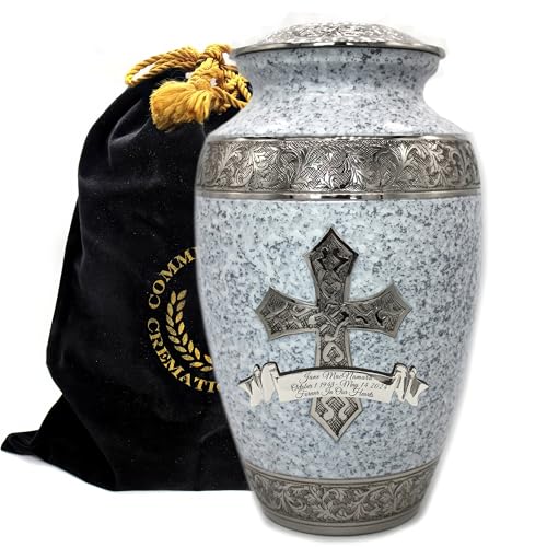 Image of White Love of Christ Cremation Urn for Ashes Adult Male - Personalized Urn for Ashes for Women Decorative Urns - Beautifully Handcrafted Cross Urn