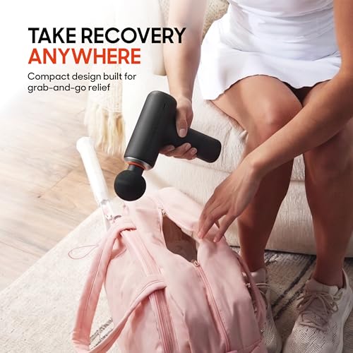 Image of Sharper Image PowerBoost Core Mini Massage Gun [2026 Version] Deep Tissue Percussion Massager with 6 Speeds for Back & Full Body Muscle Pain Relief, Portable with 4 Attachments & Carry Pouch