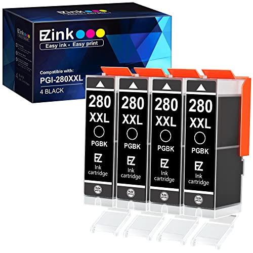 E-Z Ink (Tm Compatible Ink Cartridge Replacement For Canon Pgi-280Xxl Pgi 280 Xxl Compatible With Pixma Tr7520 Tr8520 Ts6120 Ts6220 Ts8120 Ts8220 Ts9120 Ts9520 Ts9521C Printer (4 Black) #TOP8