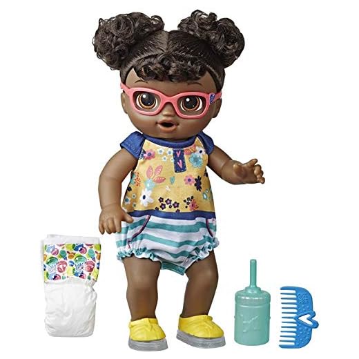 Baby Alive Step ‘N Giggle Baby Black Hair Doll with Light-Up Shoes, Responds with 25+ Sounds & Phrases, Drinks & Wets, Toy for Kids Ages 3 Years Old & Up