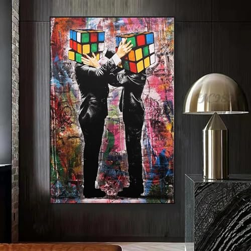 Peinture murale abstraite graffiti pour salon moderne déco Pop Art Street Art sur toile 70x100 cm