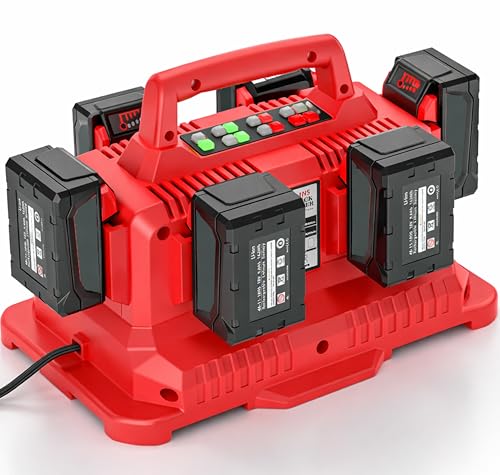 Simultaneous 6-Port Rapid Charging Station for Milwaukee M-18 Battery