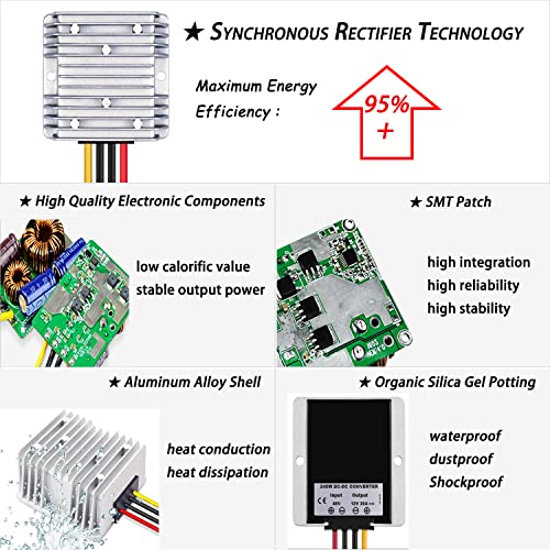Image of DC 12V Step Up to 48V Boost Converter 5A 240W DC Voltage Regulator Power Converter Adapter Waterproof Module Transformer for Golf Cart Club Car LED Light