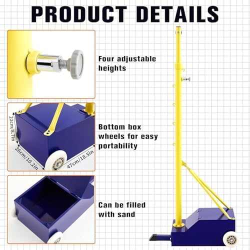 Adjustable Volleyball Poles with Net - Indoor/Outdoor Heavy Duty, 4 Heights (5ft-6.8ft), Portable with Wheels, Perfect for Adults & Kids, Stadium Use