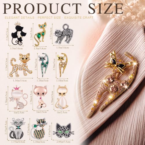 Image of Junkin 12 Pcs Women Brooches Bulk Vintage Rhinestone Pin Set
