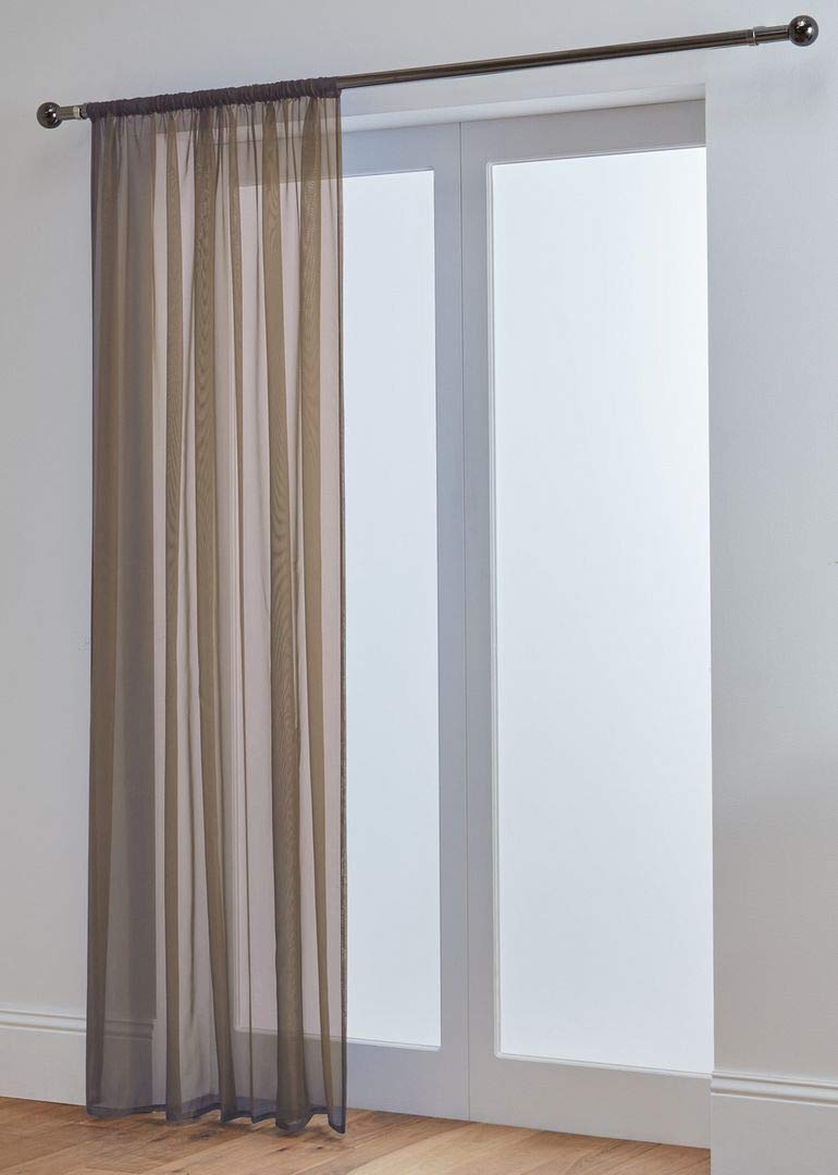 John Aird Lucy Voile Curtains - Rod Pocket Slot Top - Net Curtains - 1 Panel (Mocha, 58" Wide x 48" Drop) — image 1