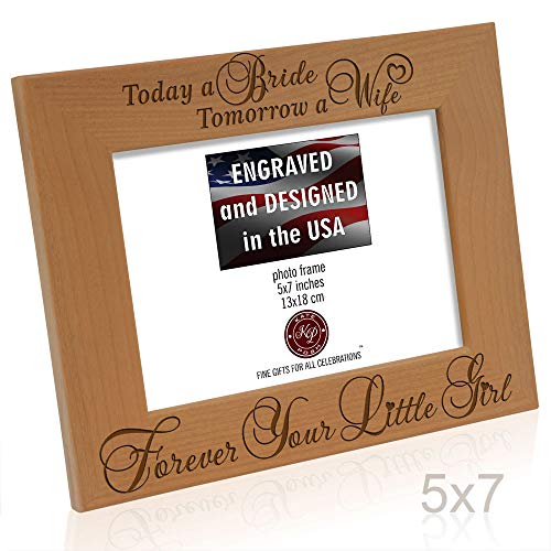 KATE POSH Natural Wood Picture Frame - Engraved (5x7-Horizontal) - Mother of The Bride Gifts, Father of The Bride Gifts