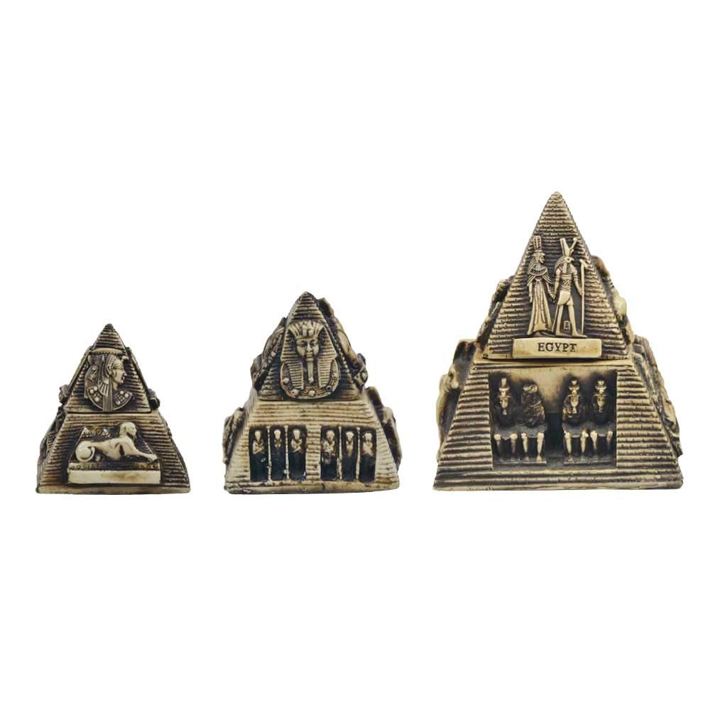 Horus Artesanía de Egipto Pyramid of Giza - Set of Three Pyramid Handmade in Egypt Mixed Natural and Artificial Stone
