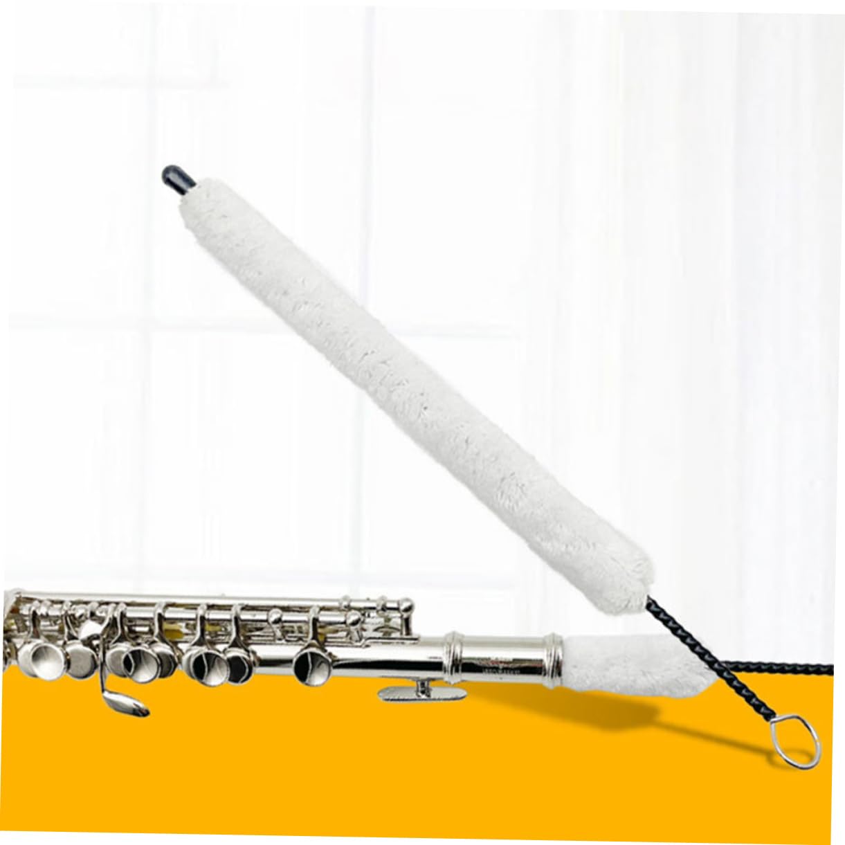 Hemobllo Cepillo de Limpieza y Mantenimiento de Instrumentos Musicales y Varilla de Hierro Hilo de Algodón Adecuado para Cuidado Interior para Flauta Reutilizable