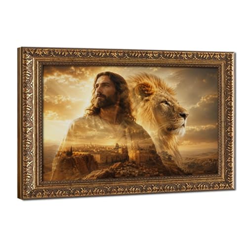 Lion of Judah Jesus Christ Wall Art Jerusalem Cityscape Religious