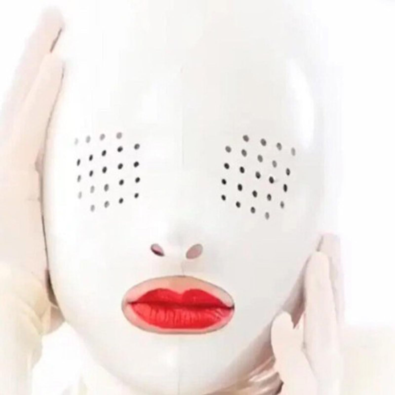 DSPENGS Latex Hood Halloween BDSM Full Face Mask Rubber Head Mask Micropores Handmade Special Cool for Club Unisex(Size:L-68CM)
