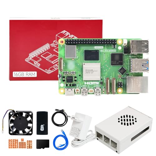 Raspberry Pi 5 16GB Starter Kit con disipación pasiva silenciosa y fuente USB C de 27W