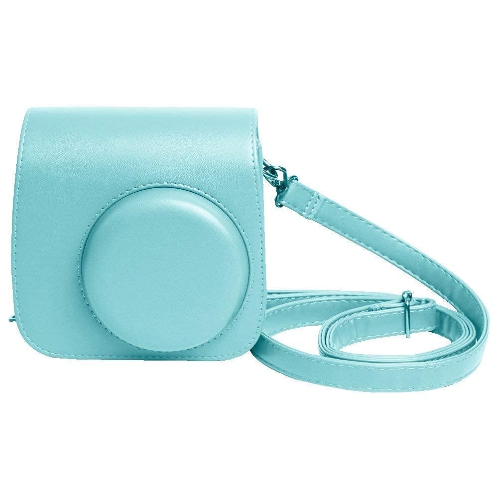 Maxxlite Classic Vintage PU Leather Compact Case with Strap for Fujifilm Instax Mini 9/8 / 8+ (Ice Blue)