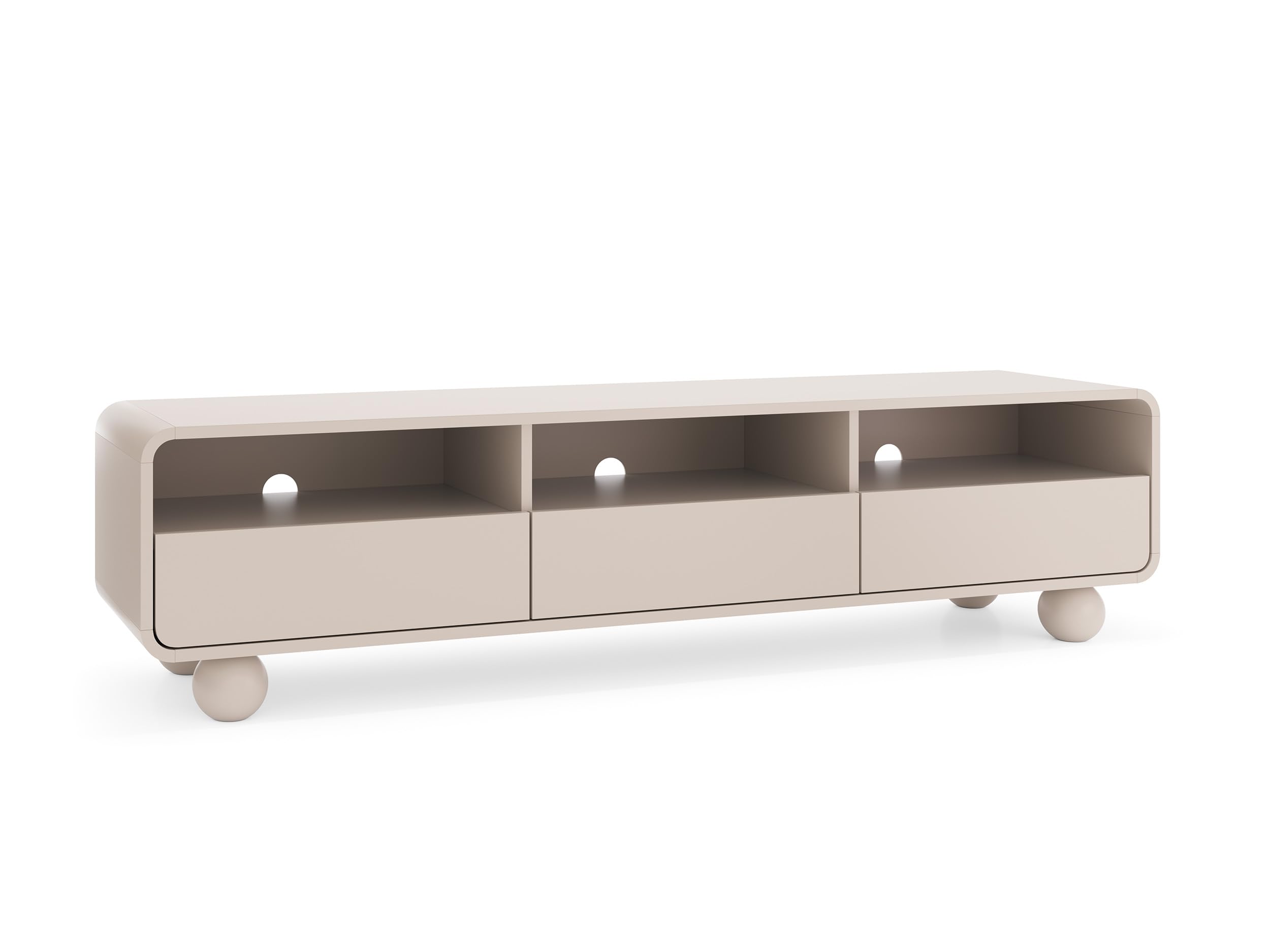 Meuble TV cachemire aux pieds boule design moderne pour séjour chic