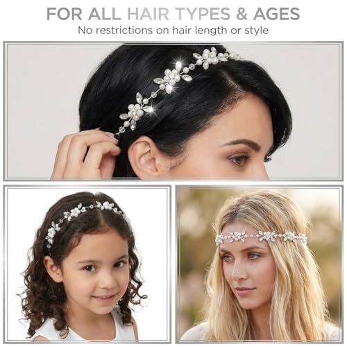 KAHZOR 1 Stück Haarschmuck Kommunion Mädchen, Mädchen Haarschmuck, Blumenkranz Haare, Kinder Taufe Deko, Kommunion Haarschmuck für Mädchen