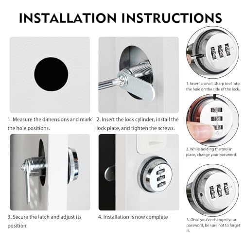 2-Pack Black 3-Digit Combination Cam Lock - Keyless Zinc Alloy Security Locks for Mailbox, Drawer, Locker & Cabinet - Durable and Easy Installation Coded Lock with 30mm/1.18" Length - Image 6