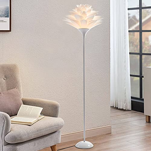 Lámpara alta de pie moderna con casquillo E27 y pantalla acrílica de flor para sala de estar