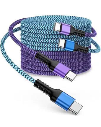 iPhone 15/16/17 Fast Charger Cable 10ft, Extra Long Braided Type C to C Power Cord Fast Charging for Apple iPhone 17/16 Pro Max/16e/15/15Pro Max/15Plus, iPad Pro Air Mini, Galaxy S25/S24, Pixel 10Pro