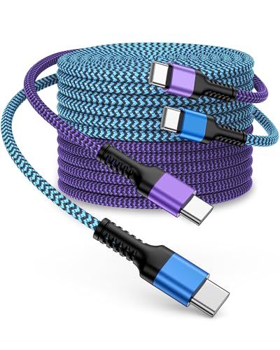 iPhone 15/16/17 Fast Charger Cable 10ft Extra Long Braided Type C to C Power Cord Fast Charging for Apple iPhone 17/17e/16 Pro Max/16e/15/15Pro Max/15 iPad Pro Air Mini Galaxy S26/S25 Pixel 10Pro
