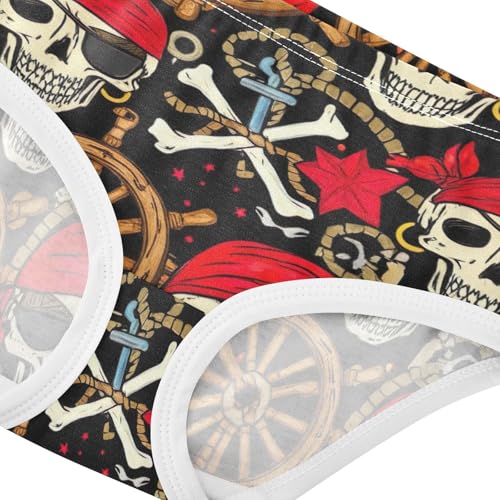 Cotton Toddler Underwear Custom Nautical Pirate Skulls Red Black Girl Panties Cute Durable Underpants Briefs 2t4