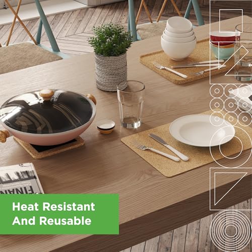 Go4Cork Cork Round Trivet Set - 195x10mm (7.68"x0.39"), Pack of 3 | Heat Resistant, Reusable, Easy to Clean | Ideal for Kitchen & Dining - Image 6