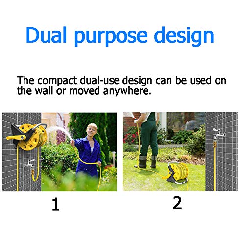 AKOC Water Hose Reel, Hose Trolley, Hose Reel Storage Rack, Portable Water Pipe Washing Shelf Bracket for Garden Farm, Store Hose Length Within 15M-50ft