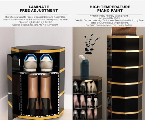Étagère à chaussures rotative 360° à portes grande capacité
