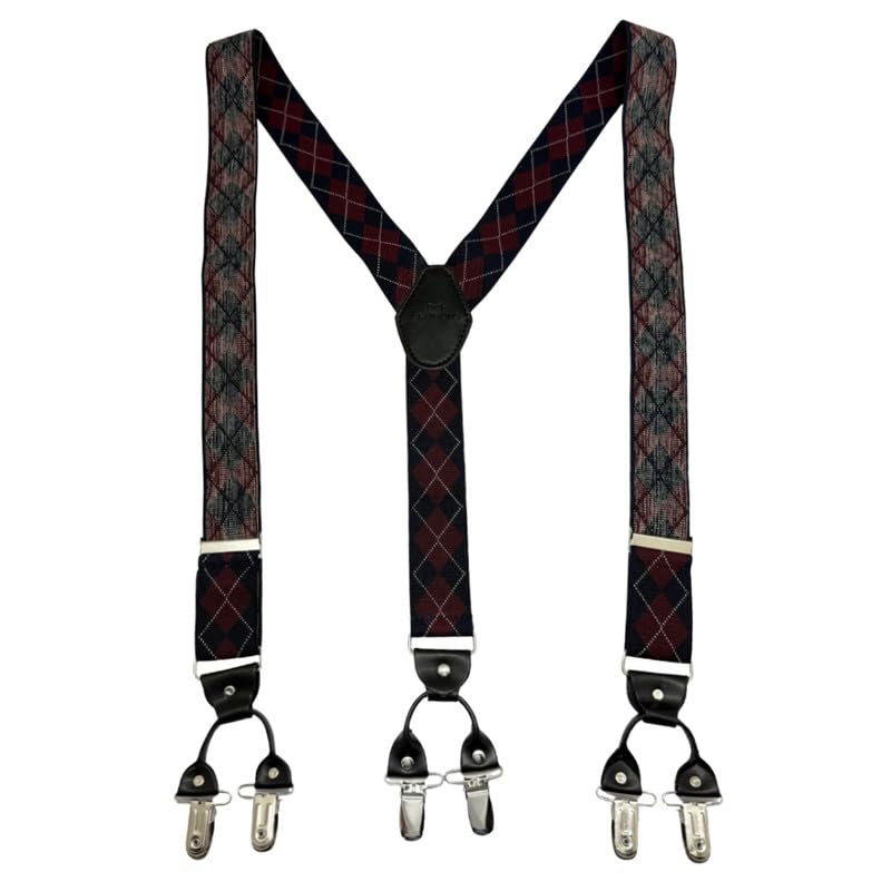 Image of The Tie Hub Suspenders for Men | Slim Clip-On Y-Back Elastic Braces | Adjustable 1.25 Inch | Formal Wedding Office