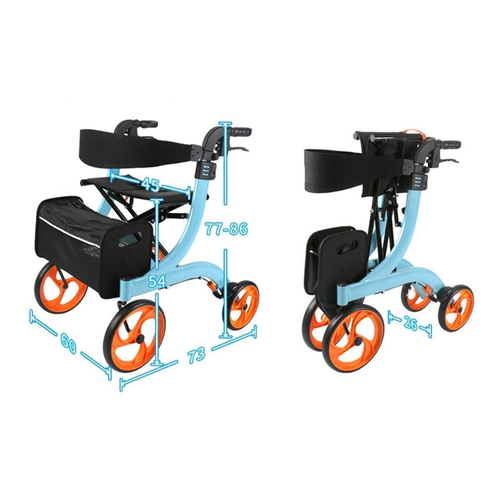 Deambulatore pieghevole con doppio freno, altezza regolabile, sedile e borsa portaoggetti rimovibile per una maggiore mobilità e comfort a casa