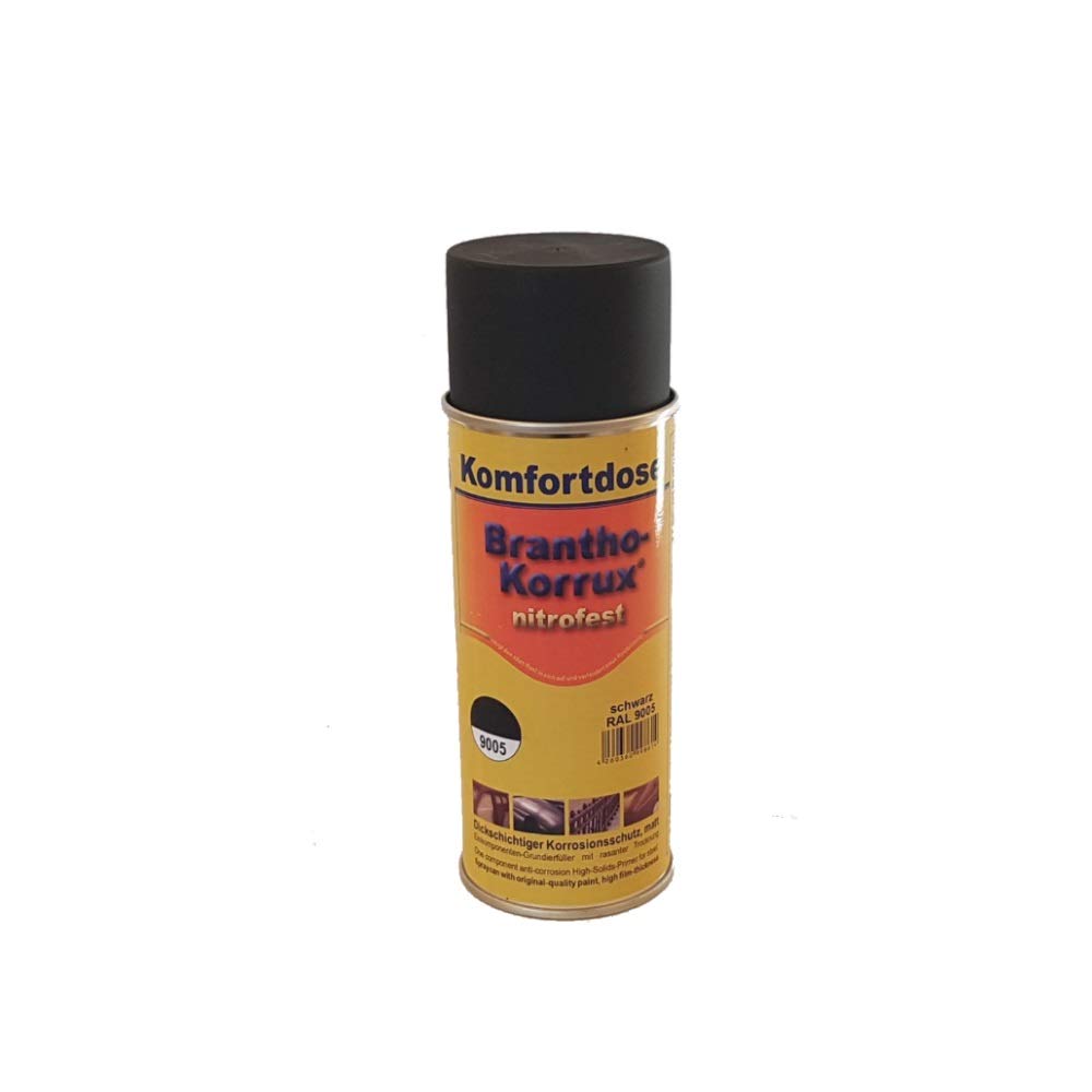 Brantho Korrux 3 x nitrofest schwarz 400ml Spraydose Rostschutz Metallschutzfarbe + Spraydosenhandgriff