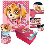 CAJA REGALO Manta polar patrulla canina skye guantes patrulla canina y gorro patrulla canina braga cuello patrulla canina en una caja a juego de regalo