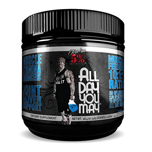 5% Nutrition - Rich Piana All Day you May (30 serv) Blue Raspberry er Pack zonder statief, 465 g, PER1001/462/102