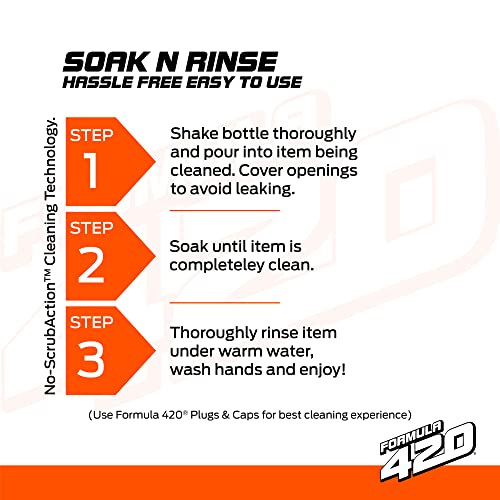 Formula420 Soak-N-Rinse Cleaner By Formula 420 | Glass Cleaner | Cleaner Value Pack | Safe On Glass, Metal, Ceramic, Quartz And Pyrex | S1 - Soak-N-Rinse 16 Oz #TOP1