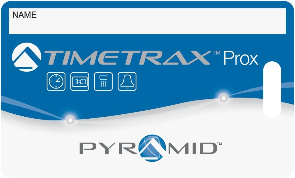 Pyramid Time Systems42454, Pyramid TimeTrax Proximity Badges, Genuine and Authentic Time Clock Badges for Pyramid PPDLAUBKN &TTPROXEK Time Clock Systems, 15 per Pack, Blue/Black/White