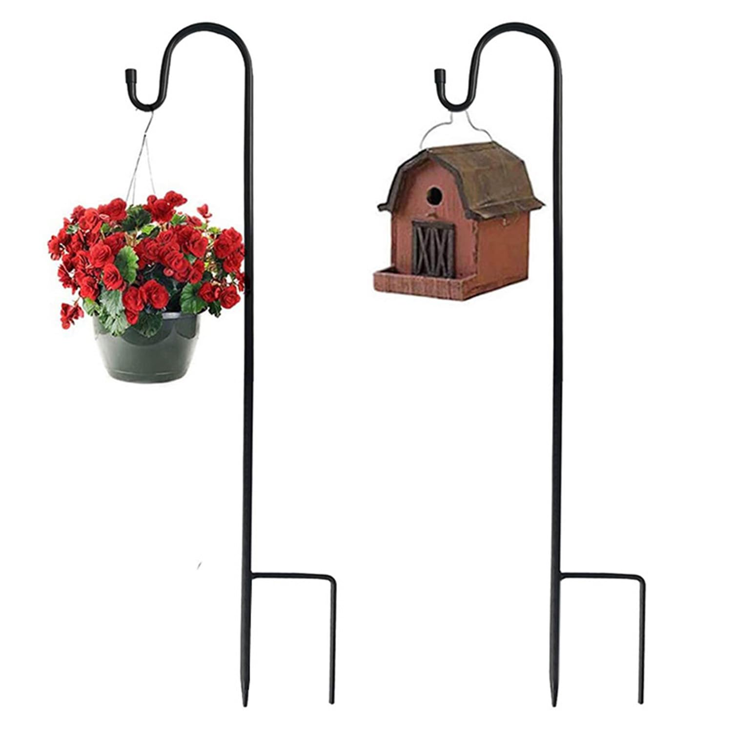 Gancio da pastore da giardino, bastone lanterna bastone da pastore 120 cm, gancio da pastore bastone da giardino in metallo con gancio bastone lanterna gancio ad arco da pastore, 4 pezzi