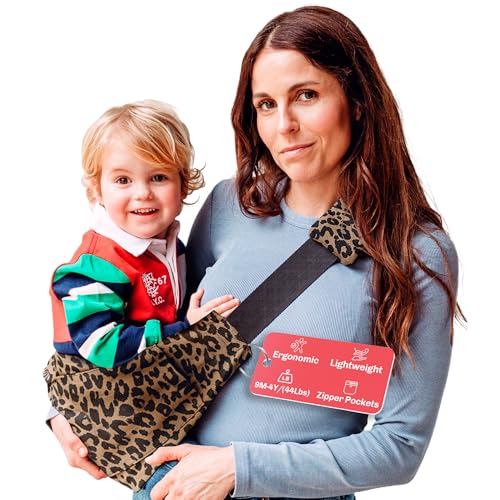 Ergonomic Lightweight Adjustable Toddler Sling Baby Carrier with Zipper Pockets Shoulder Padding Anti Slip Support for Travel Loving Dads and First Time Moms from 9 Months to 4 Years