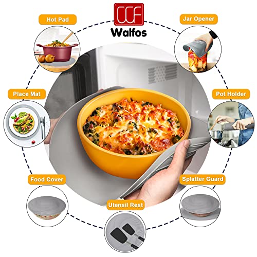 Image of Walfos 12-Inch Silicone Microwave Mat & Pot Holders, Non-Slip Heat Resistant for Oven, Hot Pot, Bowl